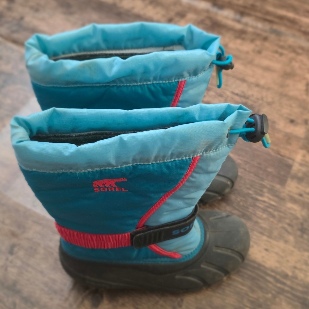 SOREL Super Trooper Snow Boots Kids Size 2 Blue Pink Waterproof NY1885-477 - Picture 2 of 5
